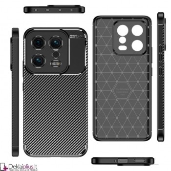 Carbon premium guminis dėklas - juodas (Xiaomi 13)